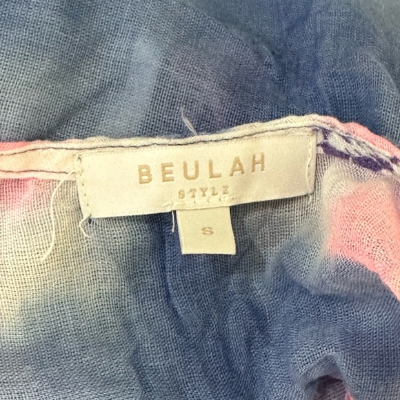 Beulah Style pink & blue tie dye tassel beach swim cover up - Picture 6 of 7